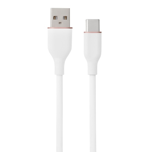 (kuva varten) Silikonikaapeli USB Type-A - Type-C (valkoinen, 2m)