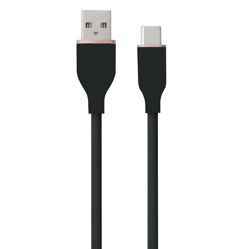 (kuva varten) Silikonikaapeli USB Type-A - Type-C (musta, 3m)