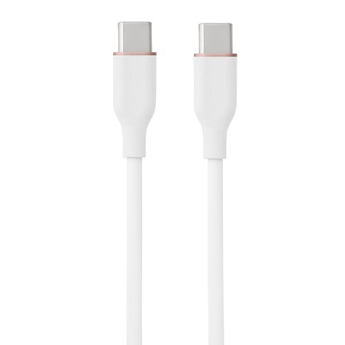 (kuva varten) Silikonikaapeli USB Type-C - Type-C, 60W (valkoinen, 2m)