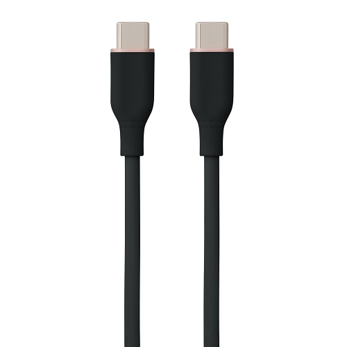 (kuva varten) Silikonikaapeli USB Type-C - Type-C, 60W, (musta, 2m)