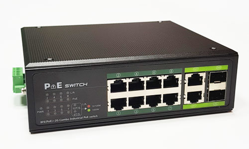 PoE-kytkin 8x 100Mbps PoE + 2x Gigabit UPLINK, SFP, 120 W teollinen (kuva varten) PoE-kytkin 8x 100Mbps PoE + 2x Gigabit UPLINK, SFP, 120 W teollinen