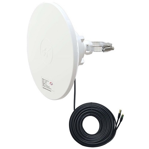 (kuva varten) 5G / LTE / CBRS 2x2 MIMO -lautasantenni, 1.7-4.2GHz, 2x 12dBi, IP67