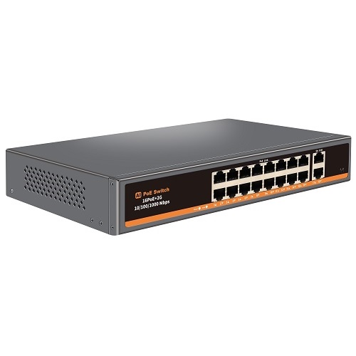 PoE-kytkin 16x 100Mbps PoE + 2x Gigabit UPLINK, 250W (kuva varten) PoE-kytkin 16x 100Mbps PoE + 2x Gigabit UPLINK, 250W